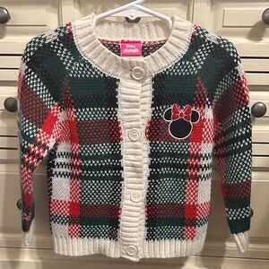 Disney Minnie Mouse Plaid Knit Sweater - Red, Green, Cream